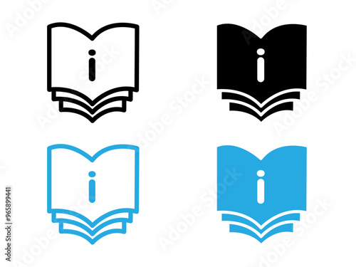 Information book icon black and white vector outline sign