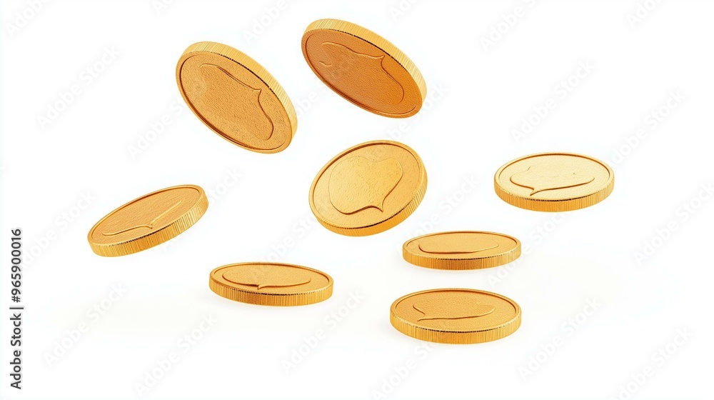 Failing Golden Coins Isolated Failing Golden Coins Isolated