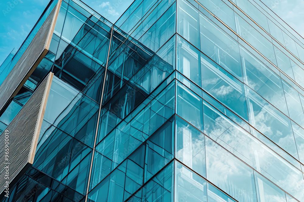 Modern glass building with geometric design showcases sleek lines and reflective surfaces, creating stunning visual effect against sky. architectural elegance is captivating Modern glass building with geometric design showcases sleek lines and reflective surfaces, creating stunning visual effect against sky. architectural elegance is captivating