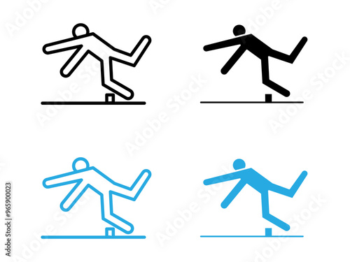 Man tripping icon black and white vector outline sign