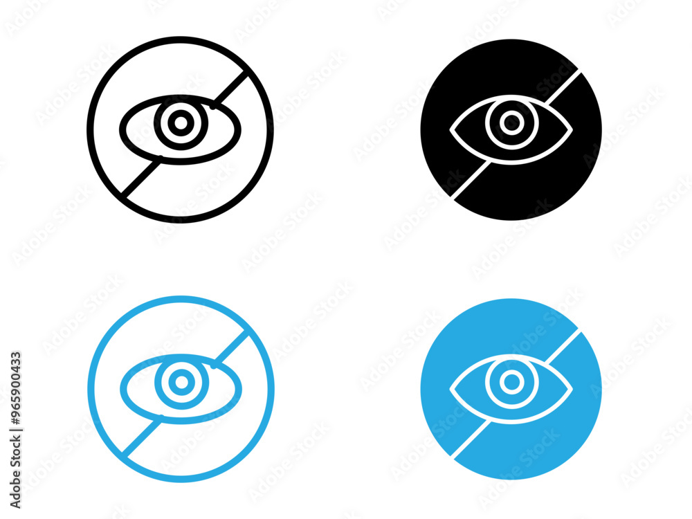 No view icon black and white vector outline sign No view icon black and white vector outline sign