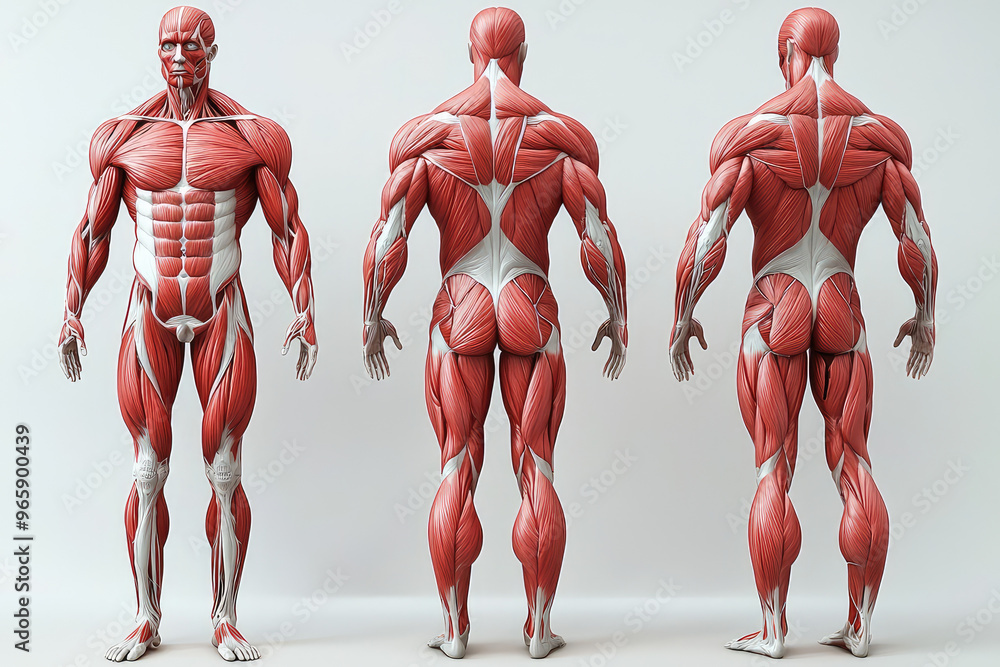 Anatomical illustration of muscular system showcasing detailed muscle ...