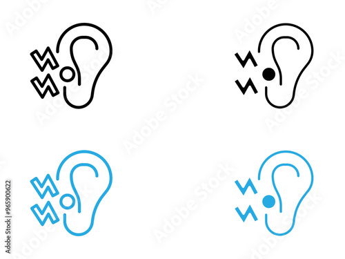 Otitis icon black and white vector outline sign