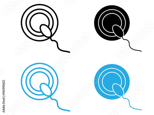 ovule being fertilized by sperm icon black and white vector outline sign