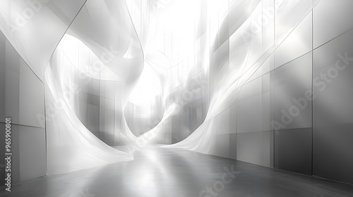 A minimalist abstract background with white and grey geometric shapes, subtly blurred to create a modern, sleek look.