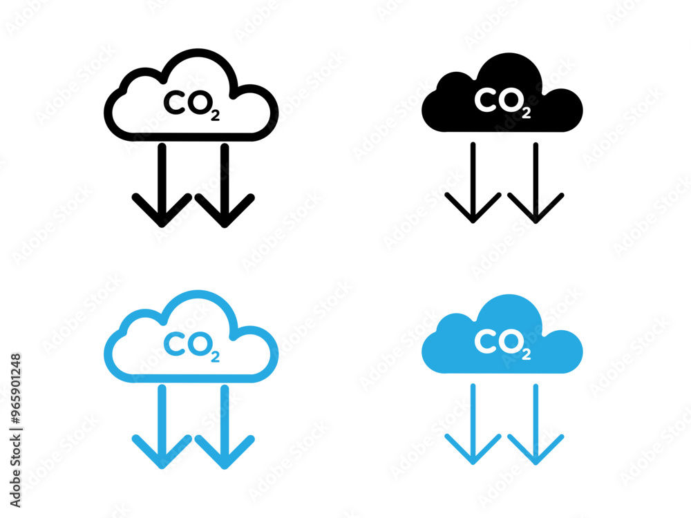 Reduce carbon dioxide co2 icon black and white vector outline sign Reduce carbon dioxide co2 icon black and white vector outline sign