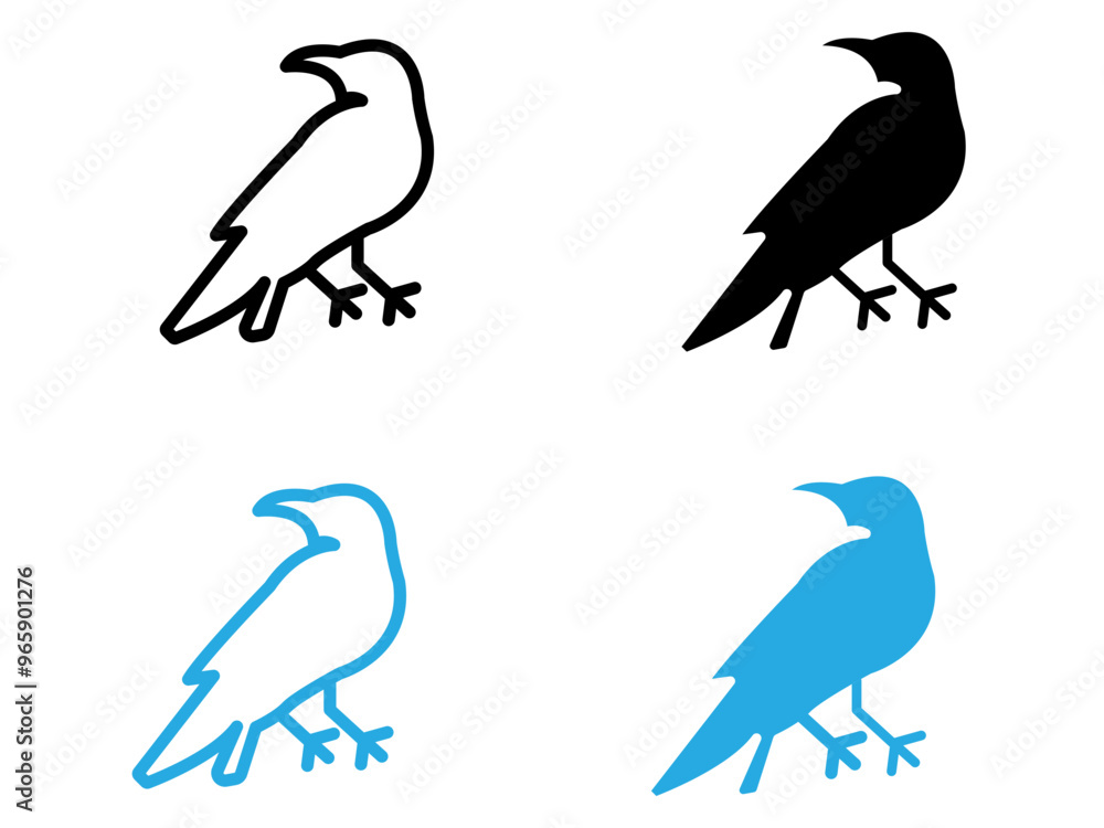 raven icon black and white vector outline sign
