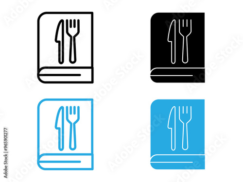recipe book icon black and white vector outline sign
