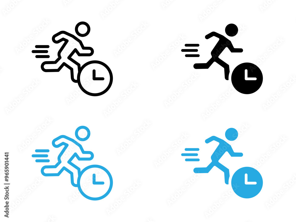 running Speed icon black and white vector outline sign running Speed icon black and white vector outline sign