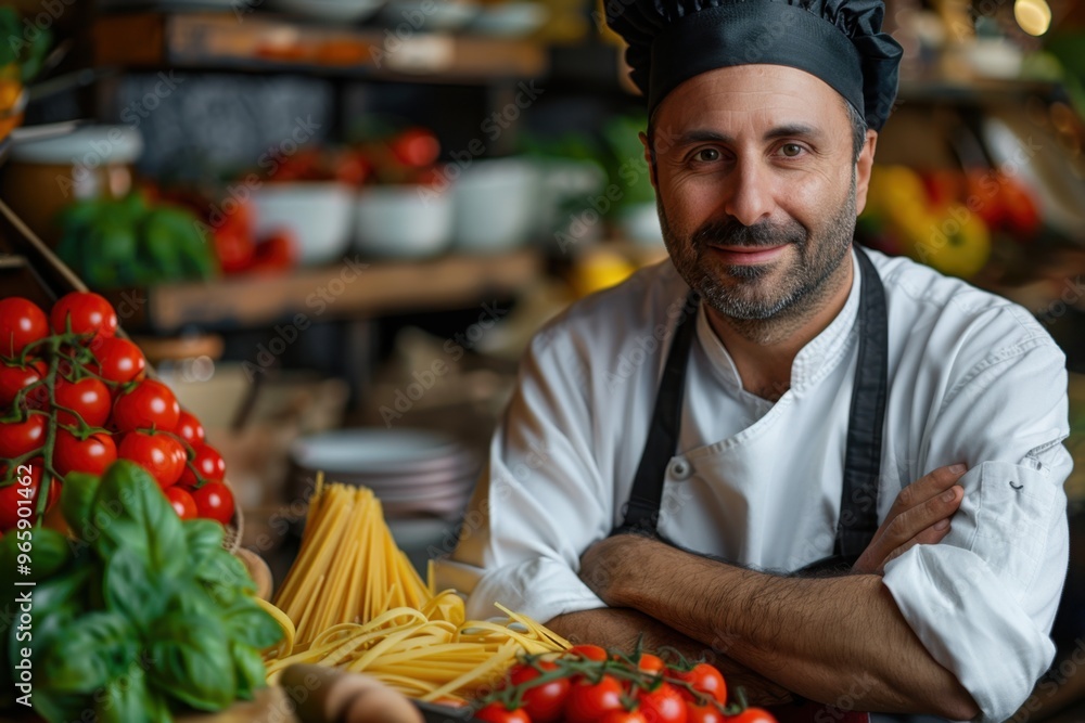 Portrait of Italian Chef Blended with Fresh Ingredients Symbolizing Culinary Traditions
Portrait of Italian Chef Blended with Fresh Ingredients Symbolizing Culinary Traditions