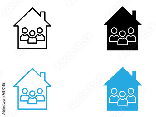 roommates icon black and white vector outline sign