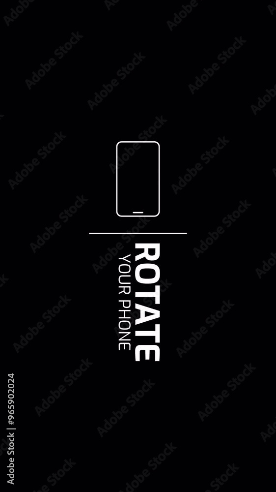 animation of a smartphone screen rotating from horizontal to vertical orientation.