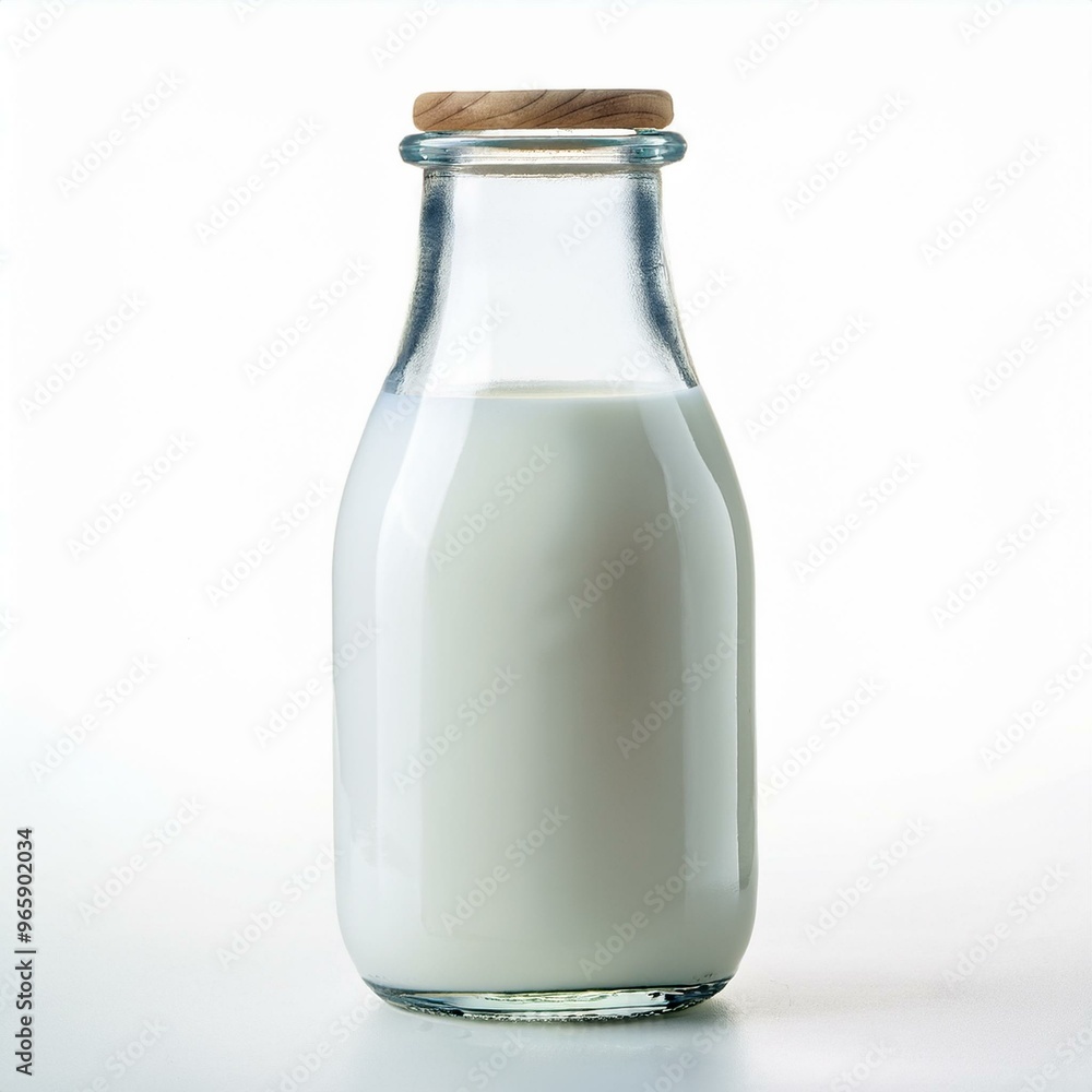 Milk inside a glass bottle, isolated on white background Milk inside a glass bottle, isolated on white background
