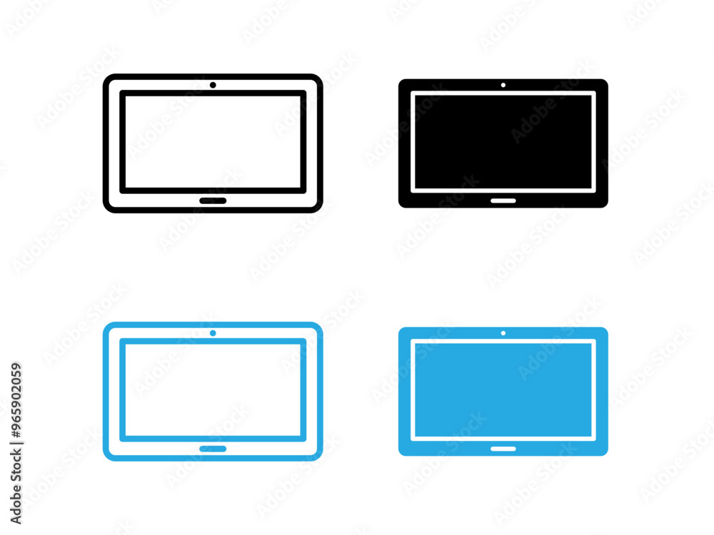 Tablet icon black and white vector outline sign Tablet icon black and white vector outline sign