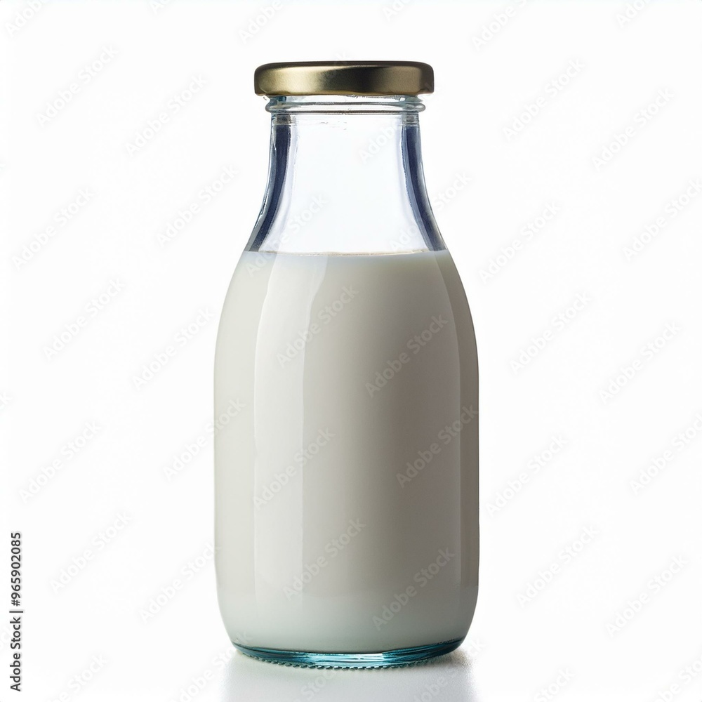 Milk inside a glass bottle, isolated on white background Milk inside a glass bottle, isolated on white background