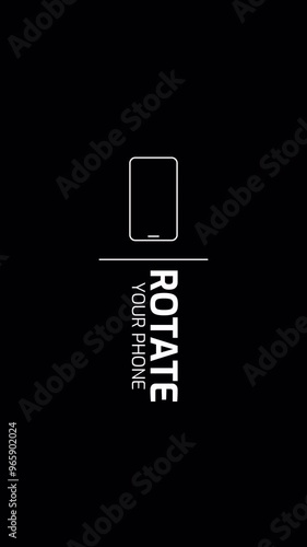 animation of a smartphone screen rotating from horizontal to vertical orientation.