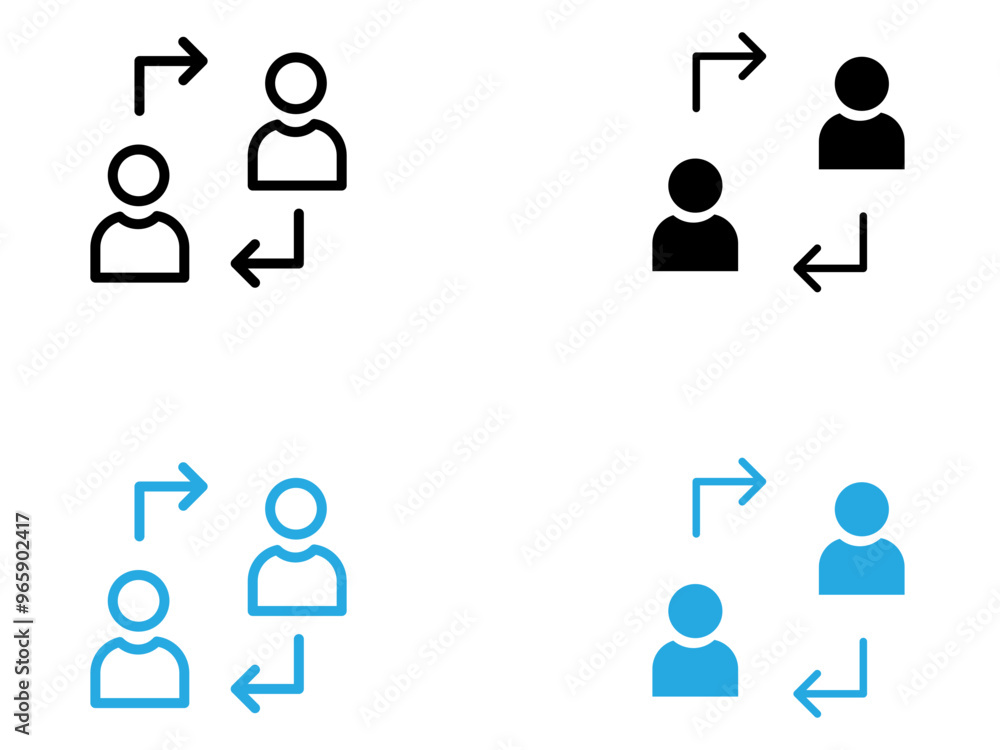 User switch icon black and white vector outline sign User switch icon black and white vector outline sign