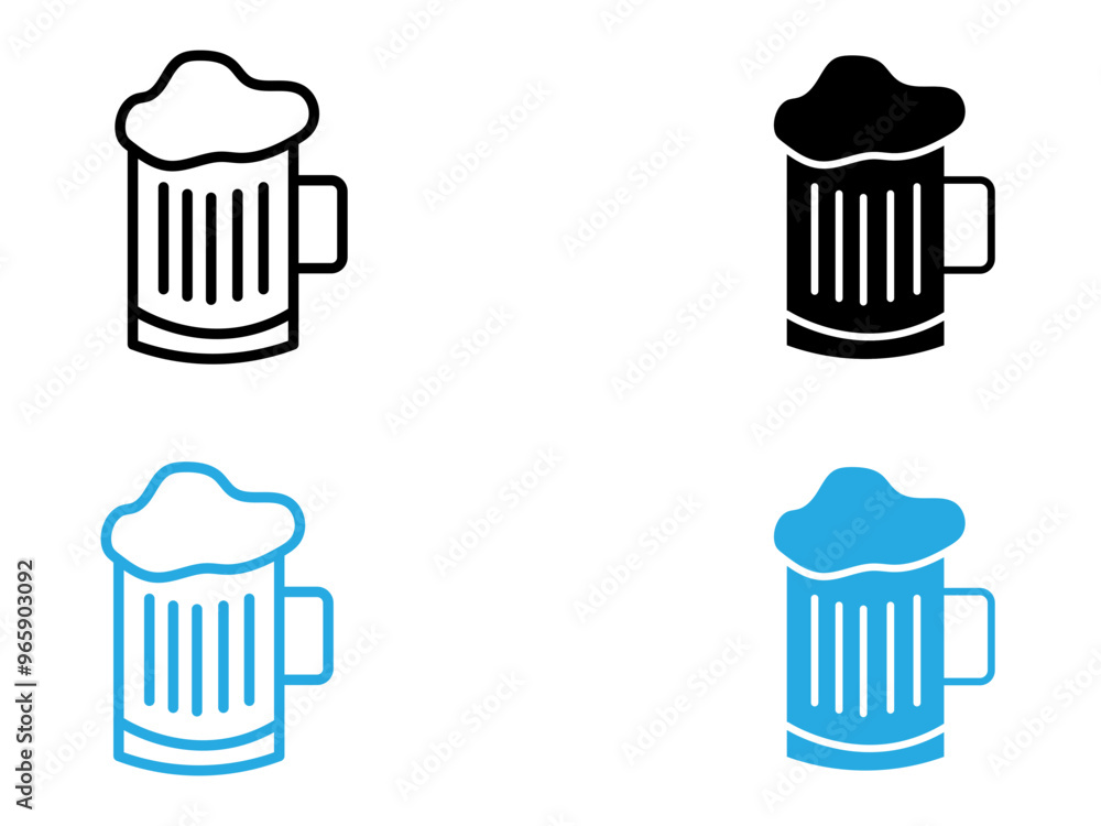 beer mug icon black and white vector outline sign beer mug icon black and white vector outline sign
