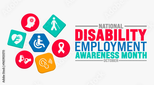 National Disability Employment Awareness Month background or banner design template is observed every year in October. Holiday concept. Template for card, poster, placard, template. eps 10