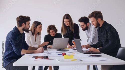 Small Group of Professionals Collaborating on a Project
