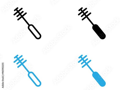Bottle sweeper cleaning brush icon black and white vector outline sign