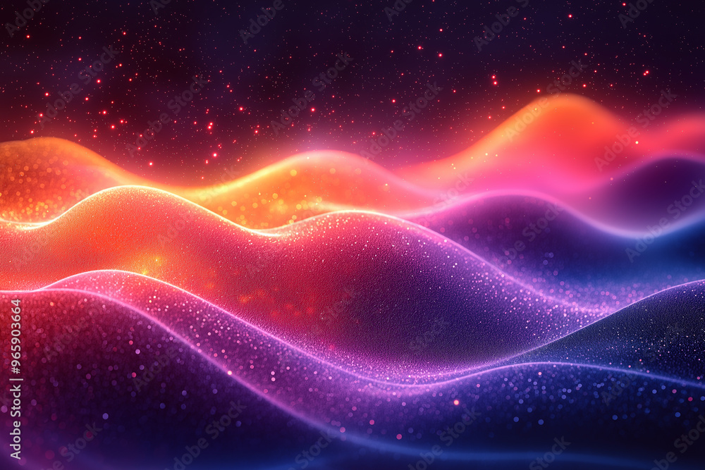 A colorful, abstract image of a mountain range with a purple and orange hill A colorful, abstract image of a mountain range with a purple and orange hill