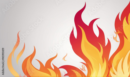 A digital illustration of red and yellow flames against a white background