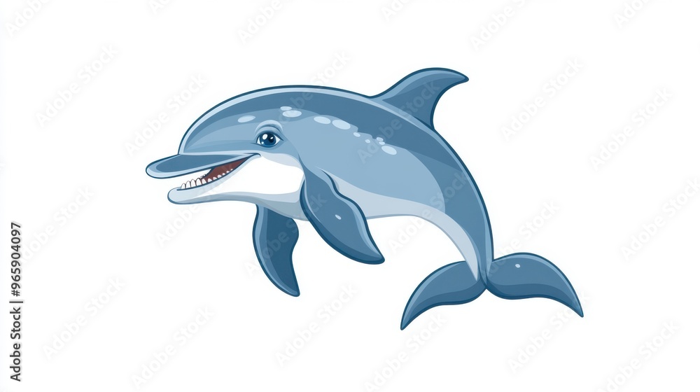 Fototapeta premium Cartoon dolphin smiling with clean teeth, isolated