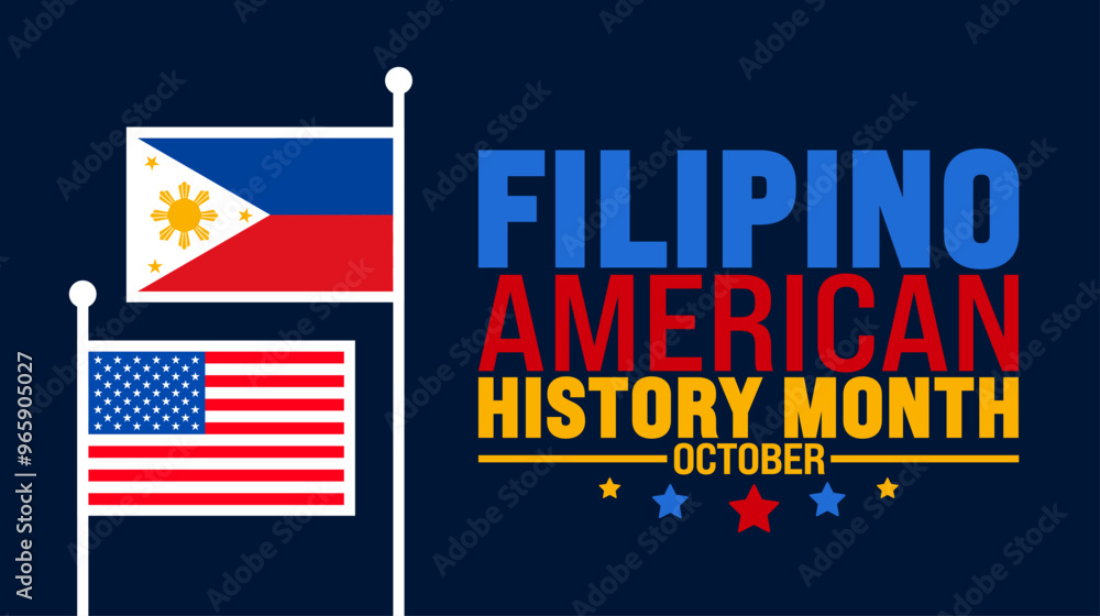 Fototapeta premium Filipino American History Month usa and Philippine flag background or banner design template is observed every year in October. Holiday concept. Template for card, poster, placard, template. eps 10