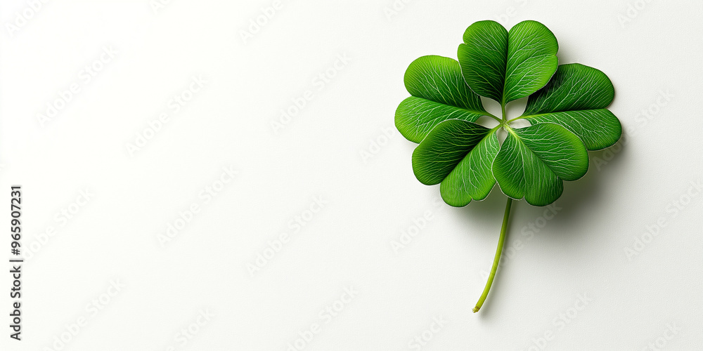A green leaf with four points is on a white background A green leaf with four points is on a white background