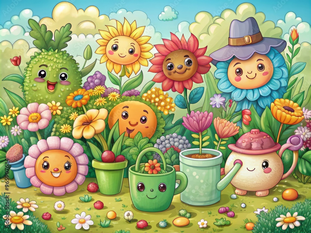 Naklejka premium easter eggs and flowers