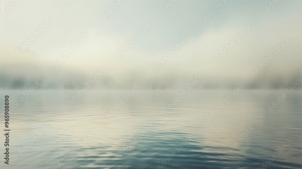 Misty lake at sunrise with calm water reflection Misty lake at sunrise with calm water reflection