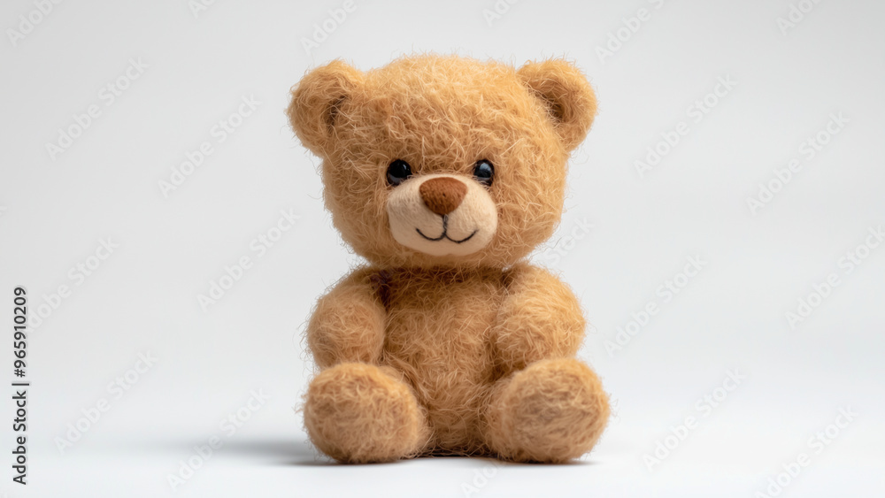 Fototapeta premium Teddy Bear With White Background - teddy bear, plush toy, stuffed animal, brown bear, soft toy, cute bear, fluffy bear, children's toy, cuddly toy, toy bear, furry bear, baby toy