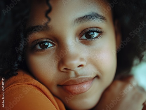 Young Girl's Dreamy Expression photo