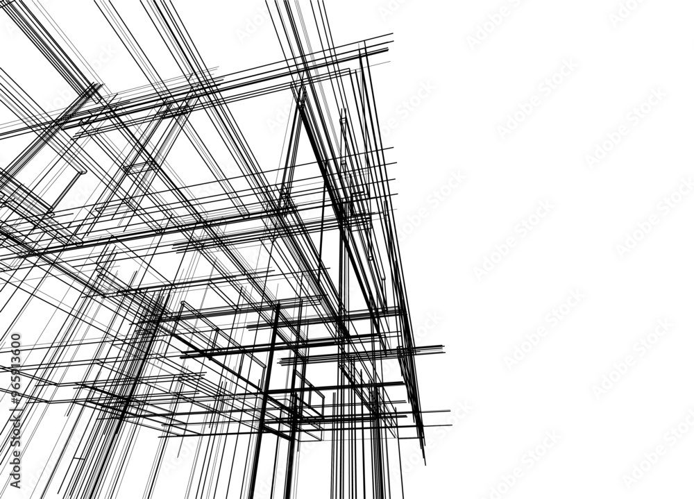 Architectural sketch of a building 3d illustration Architectural sketch of a building 3d illustration