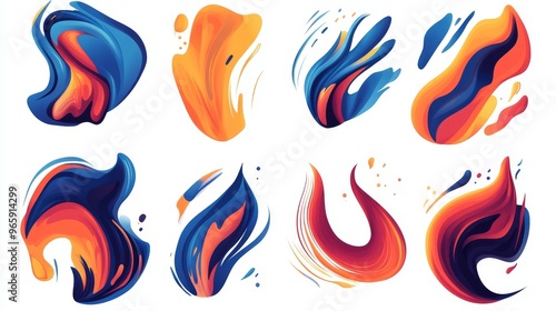 Set of colorful liquid shape frames. Illustration