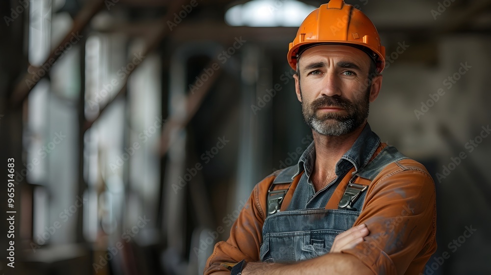 Dedicated Construction Worker in Protective Gear at the Worksite Dedicated Construction Worker in Protective Gear at the Worksite