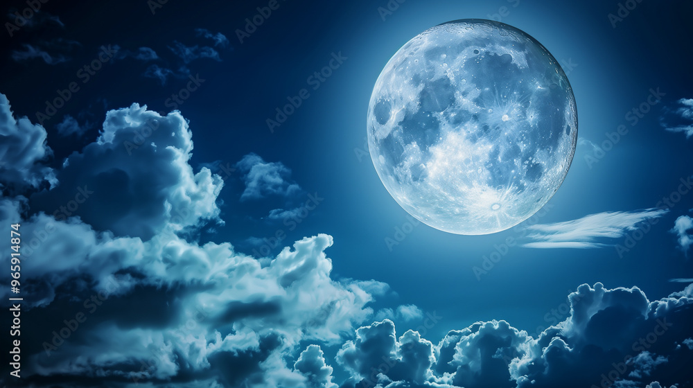 Crescent moon in a starry night sky with clouds Crescent moon in a starry night sky with clouds