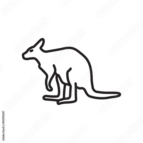 Wallaby Outline Icon, Vector illustration