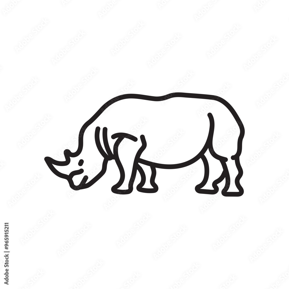 Fototapeta premium Rhinoceros Outline Icon, Vector illustration