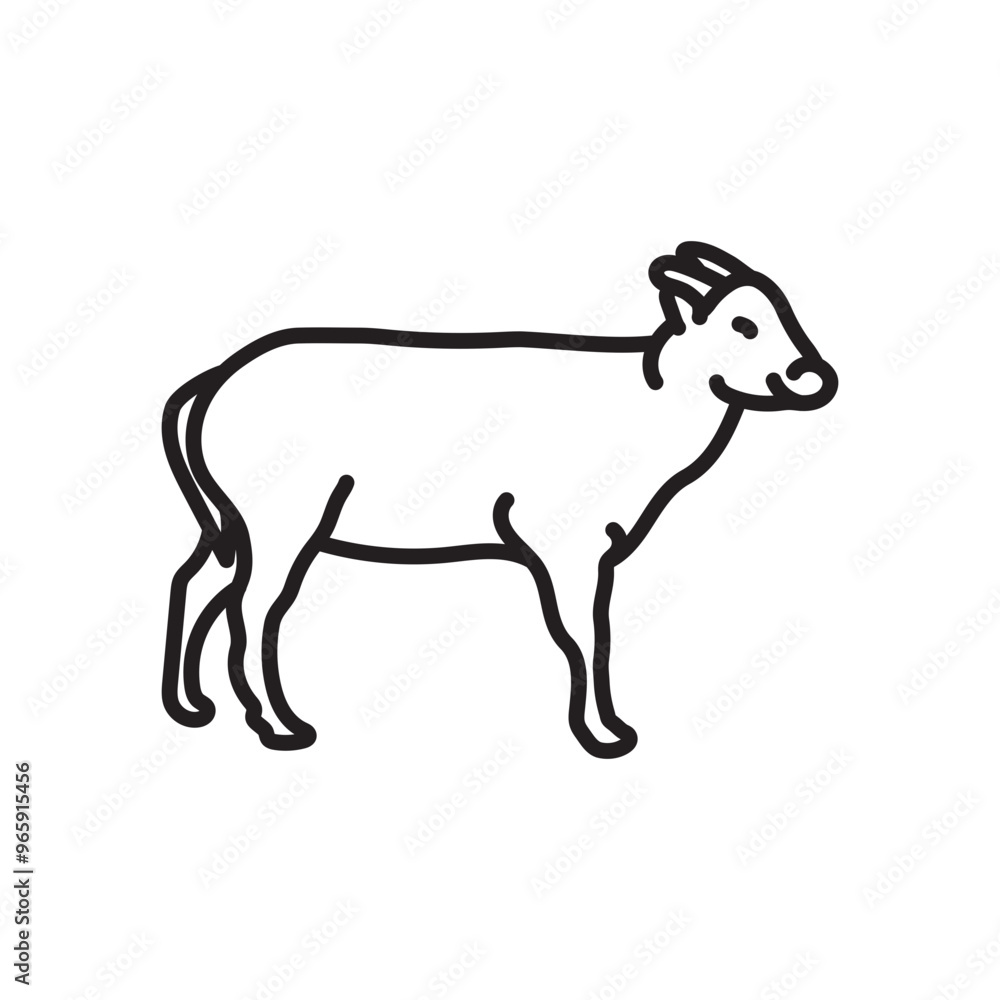 Lowland Anoa Outline Icon, Vector illustration Lowland Anoa Outline Icon, Vector illustration