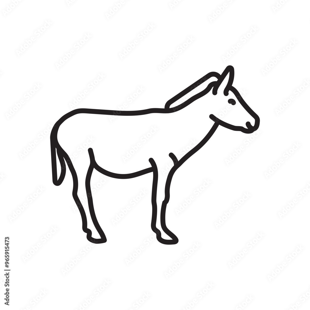 Fototapeta premium Donkey Outline Icon, Vector illustration