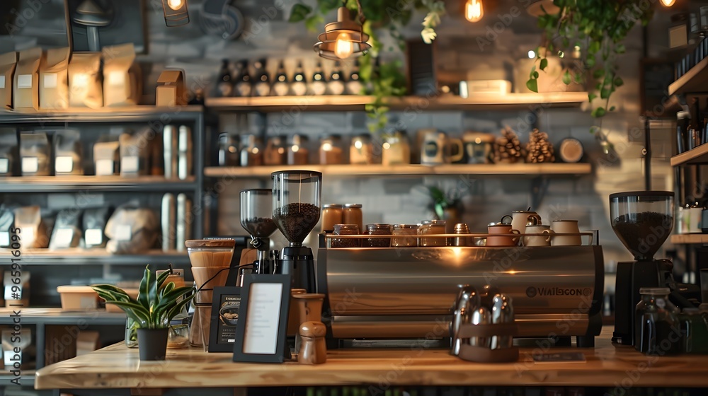 Cozy and Rustic Cafe Interior with Artisanal Culinary Displays Cozy and Rustic Cafe Interior with Artisanal Culinary Displays