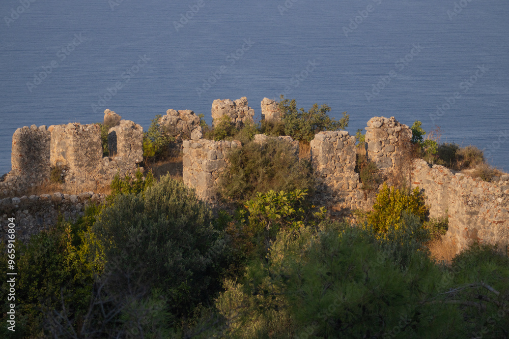 Obraz premium castle, architecture, spain, europe, building, tower, ancient, italy, medieval, fortress, city, landscape, old, village, sky, hill, town, france, travel, history, landmark, church, house, mountain, fo