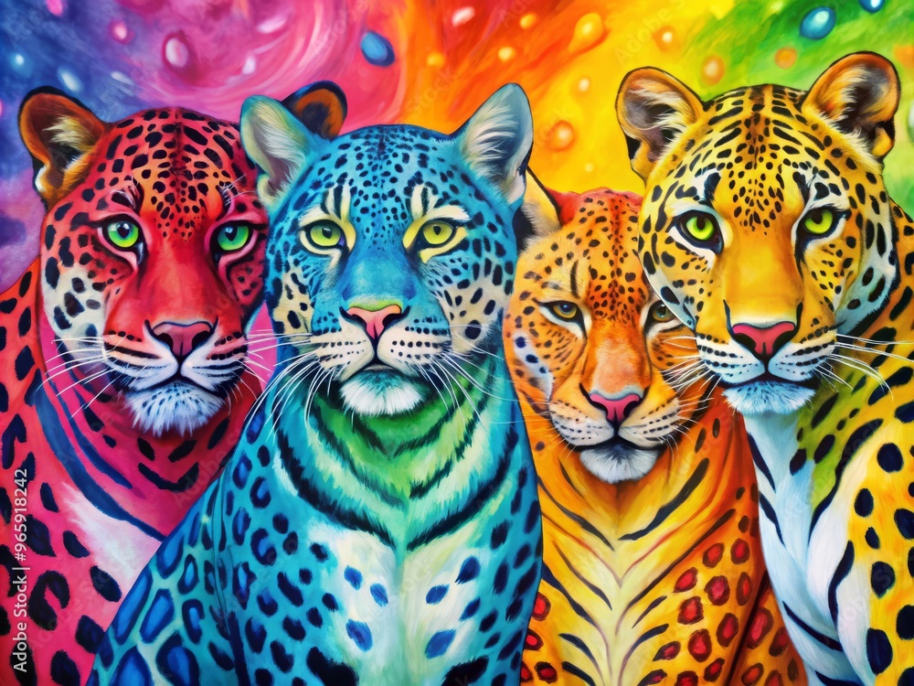 Naklejka premium hand painted animal prints bold color contrast