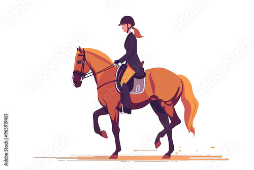 Professional Rider Training a Horse isolated