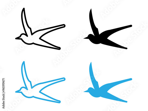 Barn swallow icon black and white vector outline sign