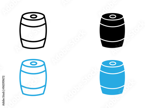 Barrel of beer icon black and white vector outline sign