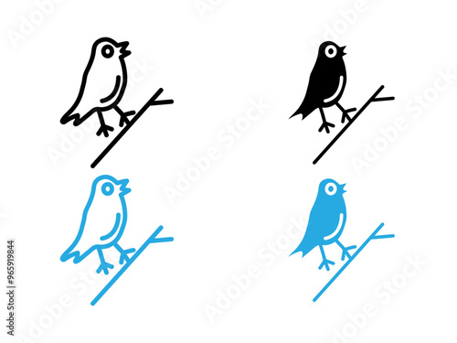 Wallpaper Mural bird icon black and white vector outline sign Torontodigital.ca