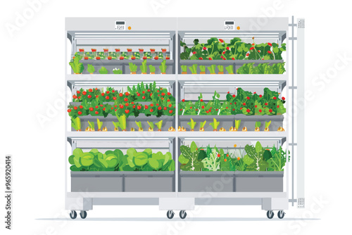 Vertical Farming in a High-Tech Greenhouse isolated